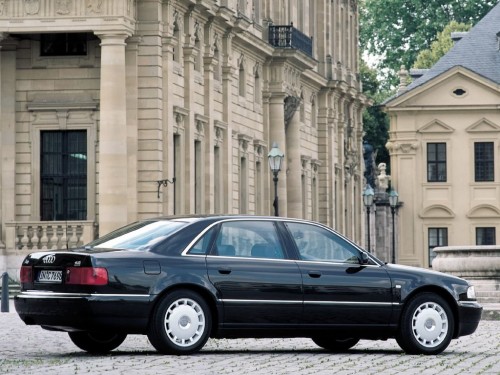 Характеристики автомобиля Audi A8 2.5 TDI AT quattro (09.2000 - 09.2002): фото, вместимость, скорость, двигатель, топливо, масса, отзывы