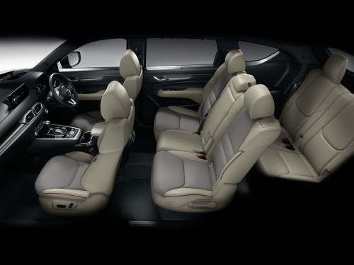 Характеристики автомобиля Mazda CX-8 2.2 XD Exclusive Mode 6 seat 4WD (12.2022 - н.в.): фото, вместимость, скорость, двигатель, топливо, масса, отзывы
