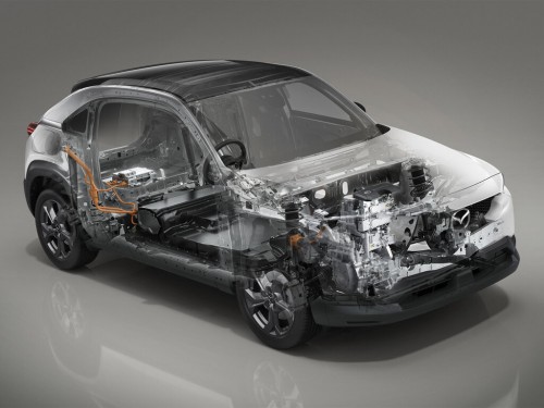 Характеристики автомобиля Mazda MX-30 Rotary-EV Edition R (11.2023 - н.в.): фото, вместимость, скорость, двигатель, топливо, масса, отзывы
