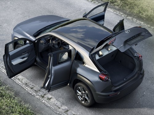 Характеристики автомобиля Mazda MX-30 35.5 kWh Prime-Line (05.2020 - н.в.): фото, вместимость, скорость, двигатель, топливо, масса, отзывы